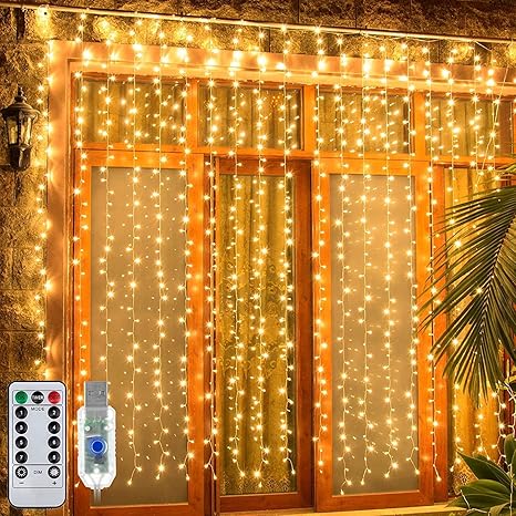 MIRADH Bright Led Net Mesh String Lights- Diwali Lights for Home Decoration 9.8ft x 6.6ft 180 LEDs 8 Modes Fairy Lights for Bedroom Diwali Light Decorative Lights (MRD-NET-WW-3x2-180) - Image 4